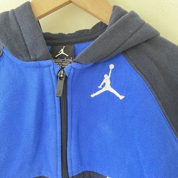 Nike Air Jordan Blue Hoodie Jacket Boys Full Front Zip Long Sleeve - 6/7 Years - Picture 2 of 8